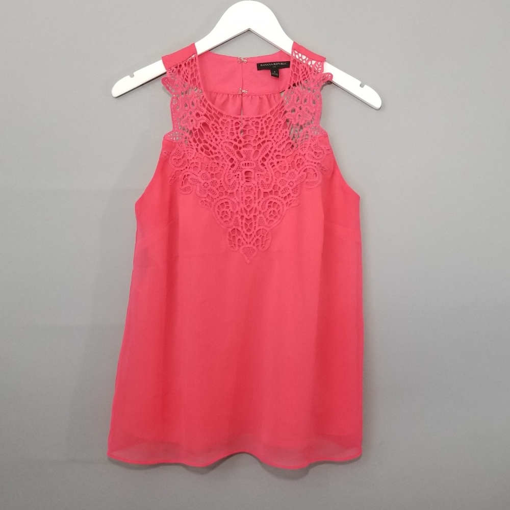 Banana Republic Coral Pink Sleeveless Crochet Top